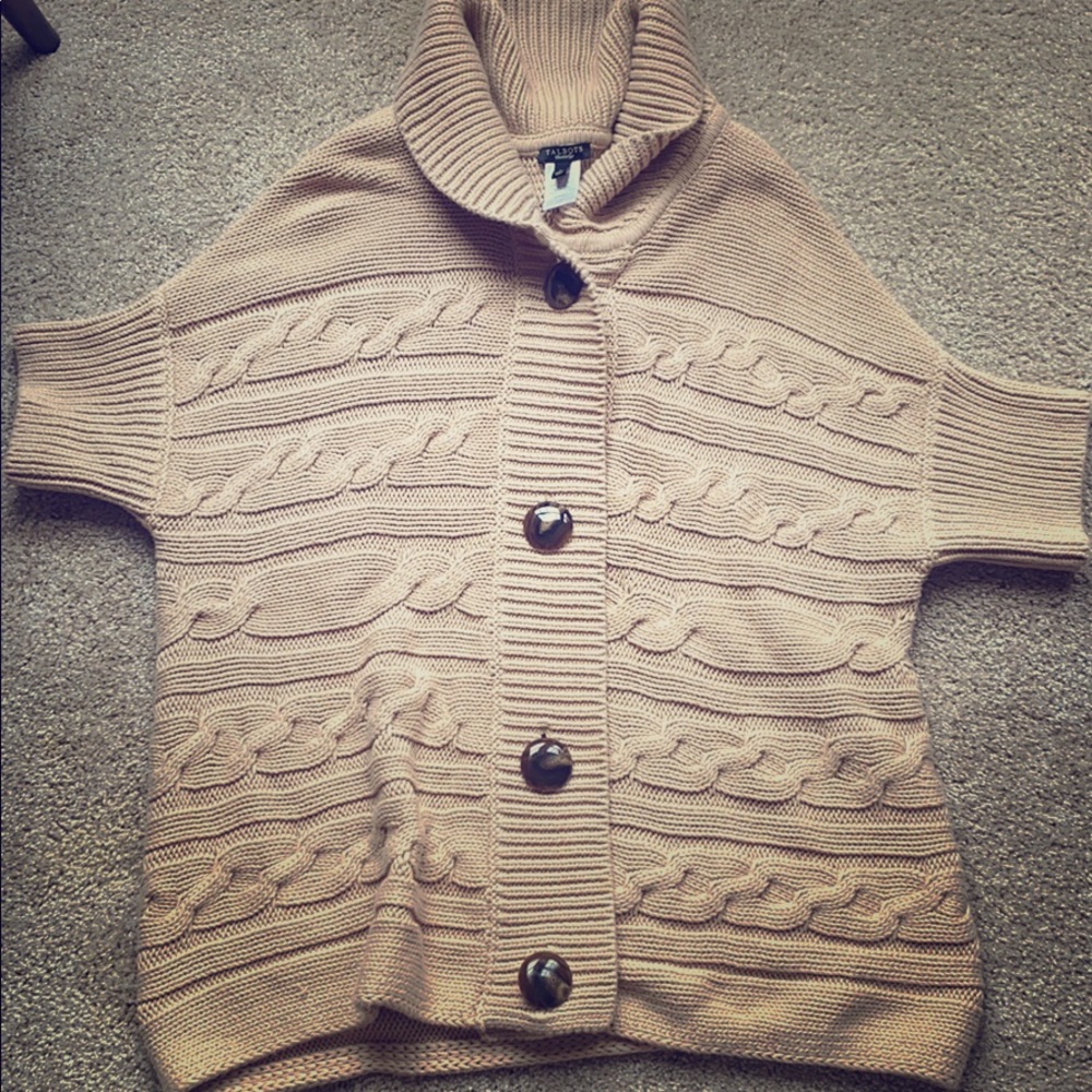 Talbots knitted Button Up Sweater,Tortoise Buttons